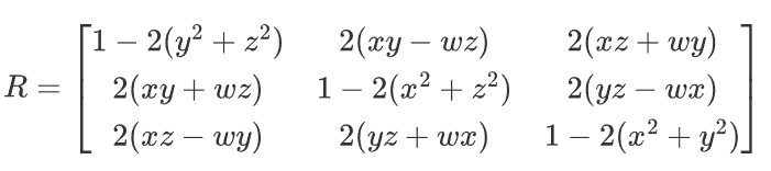 四元数到旋转矩阵